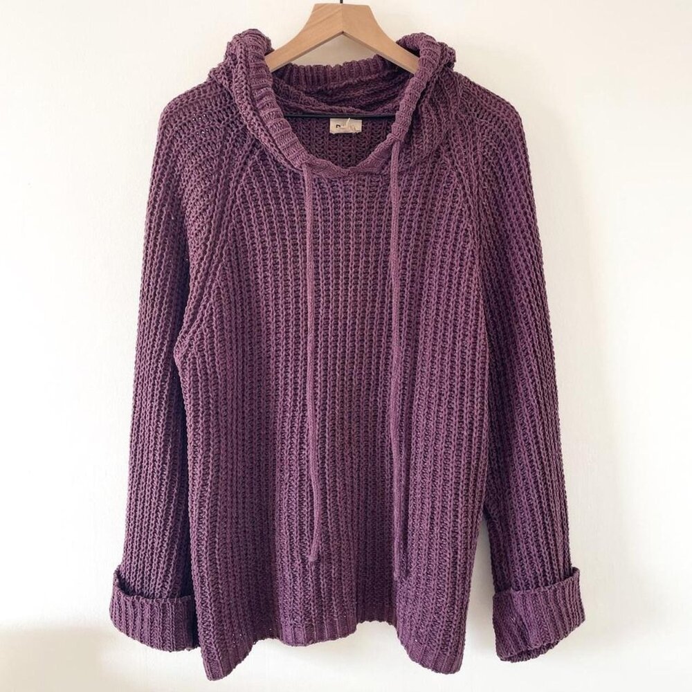 Oversized Chunky Purple Knit Hoodie